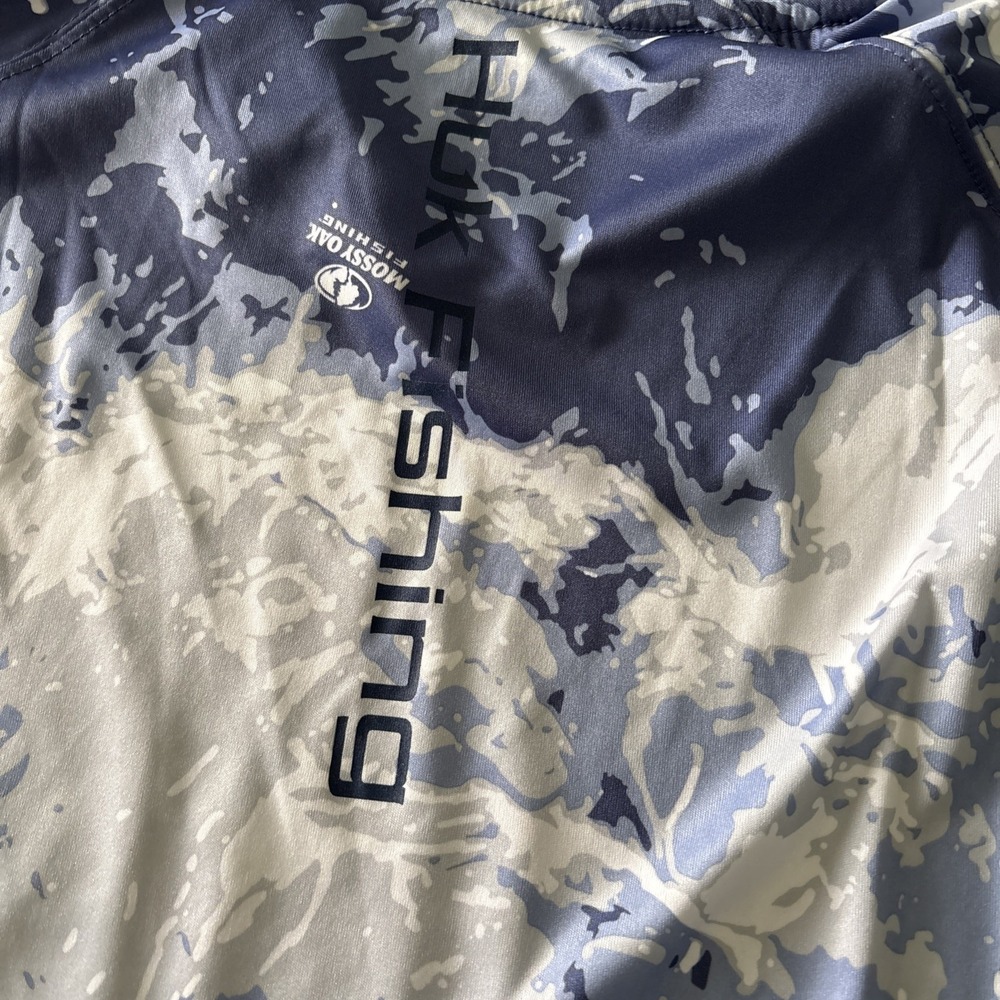 Huk Performance Fishing Hoodie Shirt Mens XXL Blue Camo Long Sleeve Outdoors - Picture 9 of 9
